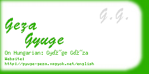 geza gyuge business card